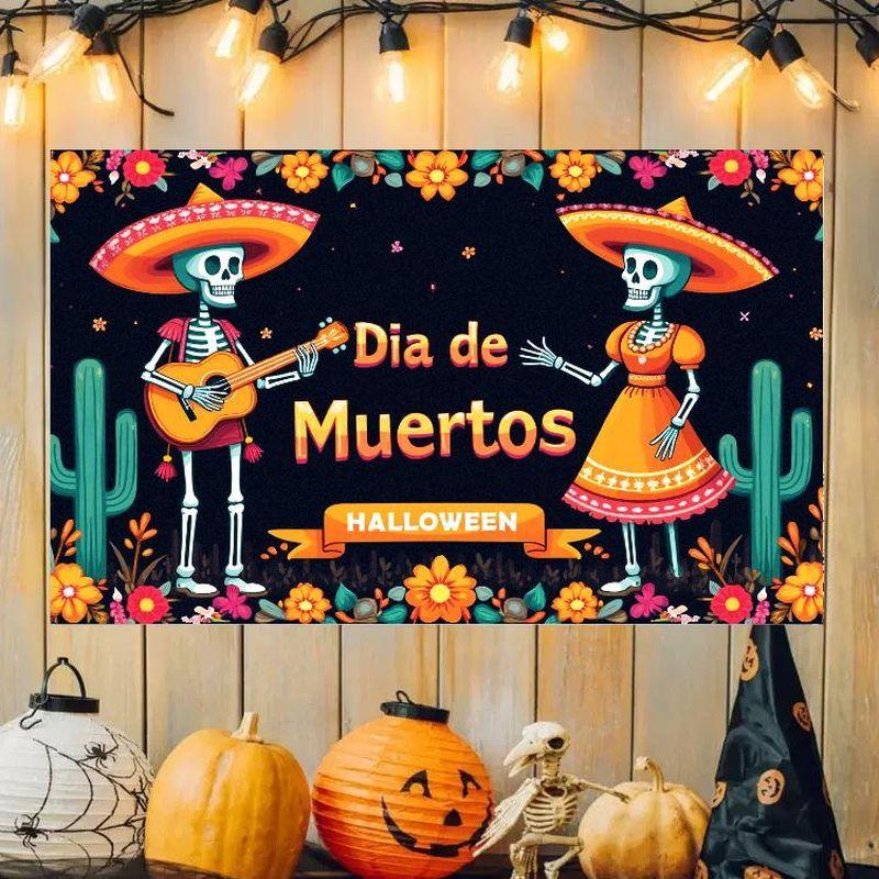 Halloween Banner Happy Halloween Tapestry Cute Ghost Graveyard Print Home Party Yard Wall Hanging Decor Flag