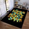 Motivational Quote Printed Carpet with Colorful Text on Black Background Suitable for use as an anti-slip for living room bedroom sofas