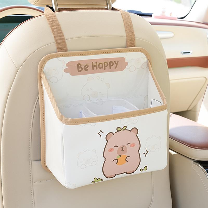 Car seat back storage bag capybara car built-in bag cartoon practical multi-functional car storage bag