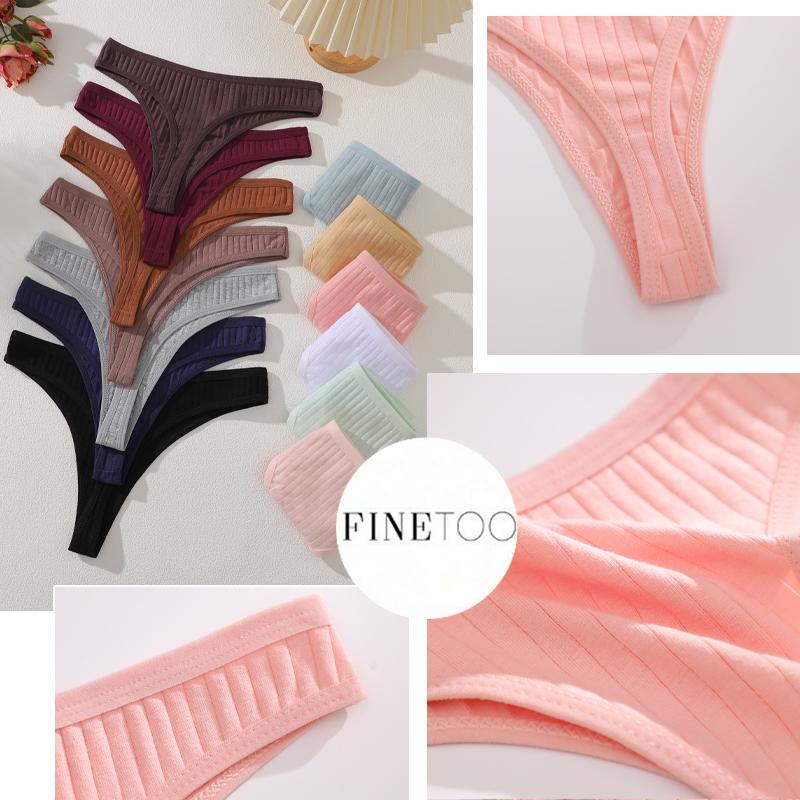FINETOO 4 шт./комплект Хлопковые в рубчик стринги для женщин Бесшовные Однотонные Высококачественное Нижнее белье Женские Уютные Дышащие Сексуальные G-стринги
