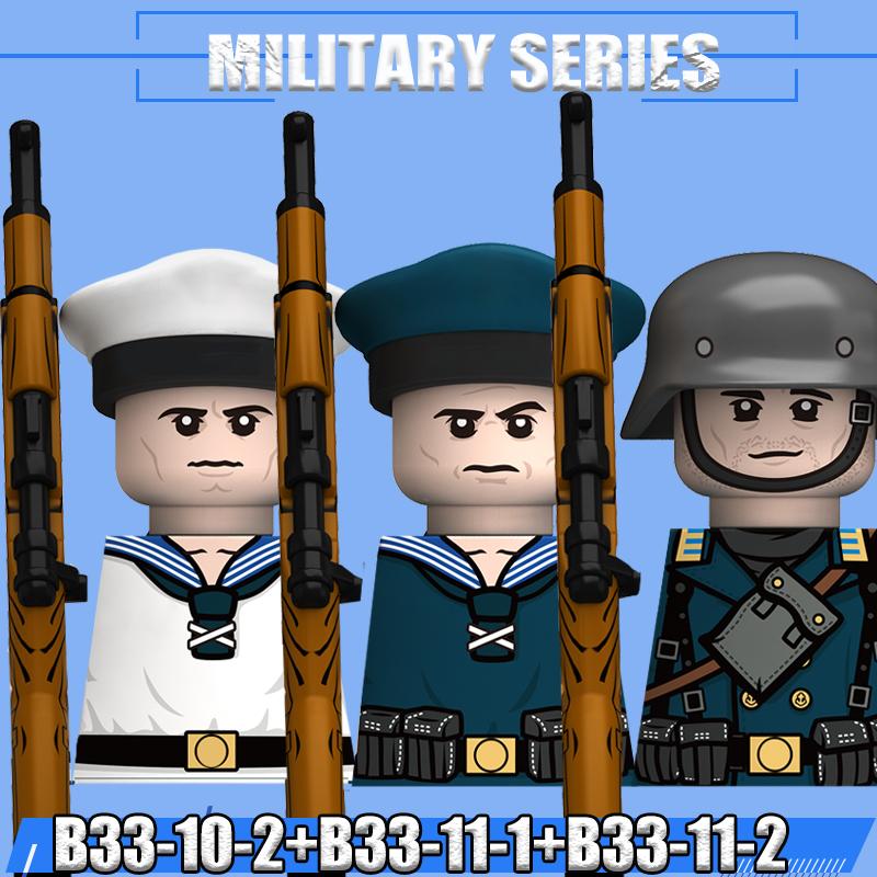 Фигурки военных моряков времен Второй мировой войны, строительные блоки, лидер, армейский воин, командир лодки, артиллерийские аксессуары, кирпичики-оружие, игрушки, подарки