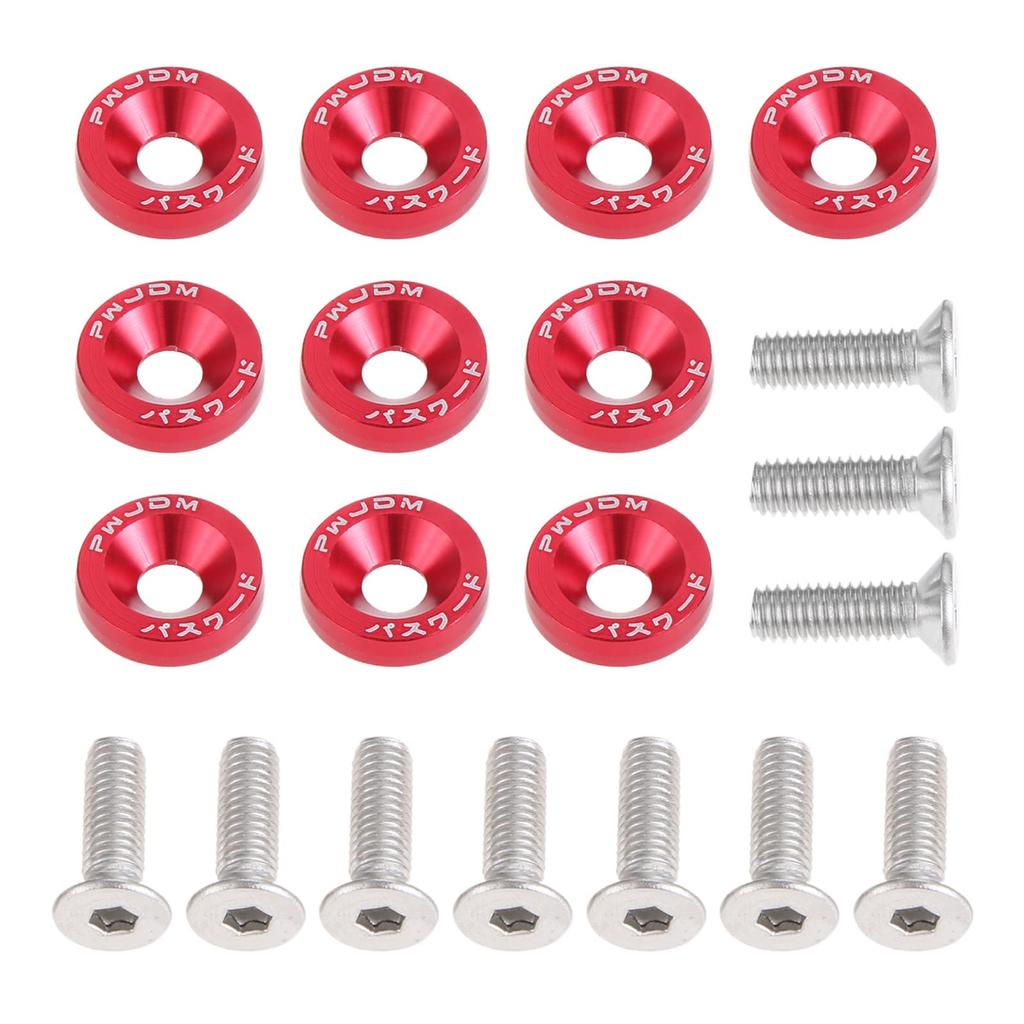 20pcs Fender Washers M6 Bolts License Plate Bumper Washers Screws M6 Bolts Decorative Gasket Bolts Red