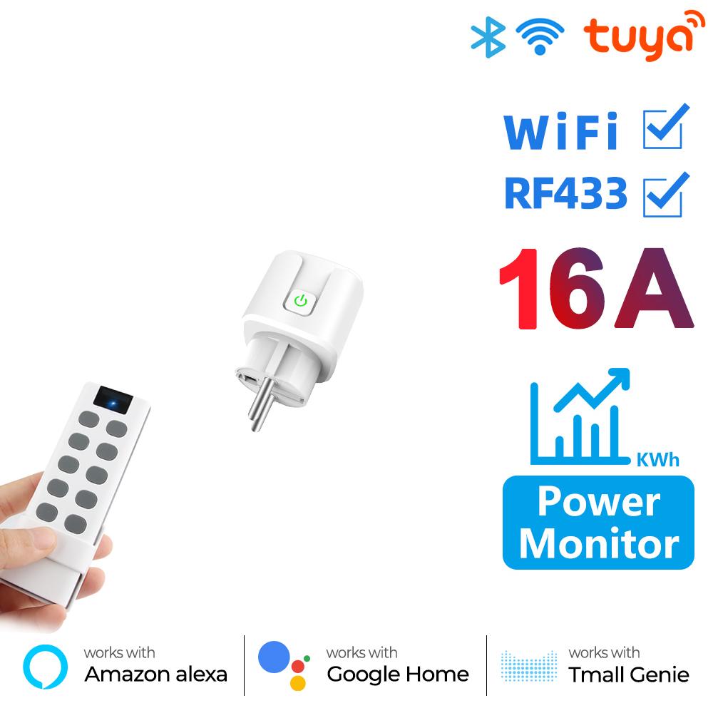 Wi-Fi Rf433 EU умная розетка 16a адаптер монитор питания беспроводной пульт дистанционного управления голосовой таймер для Google Home Alexa