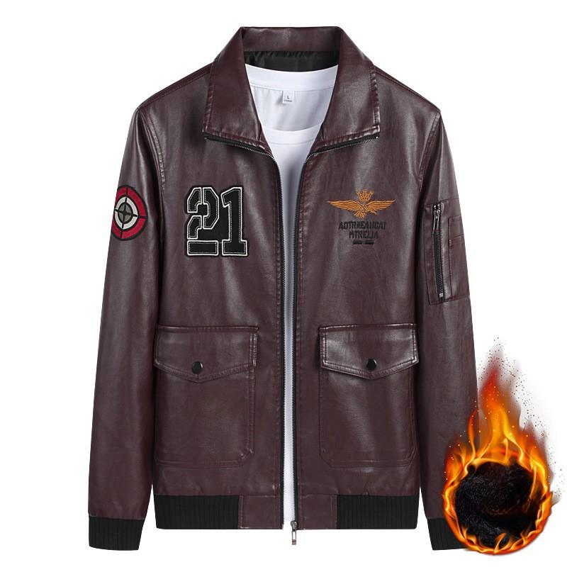 Кожаная куртка мужская осенне-зимняя новая корейская модная тонкая и красивая молодежная повседневная универсальная плюс бархатная утолщенная кожаная куртка