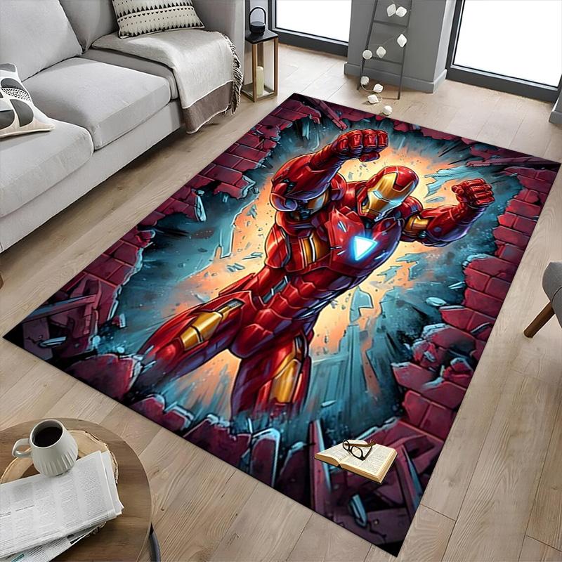 Iron Man Breaks Through Brick Wall Carpet For Playroom Bedroom Living Room Sofa Home Decorkids Game Area Rug Nonslip Floor Mat