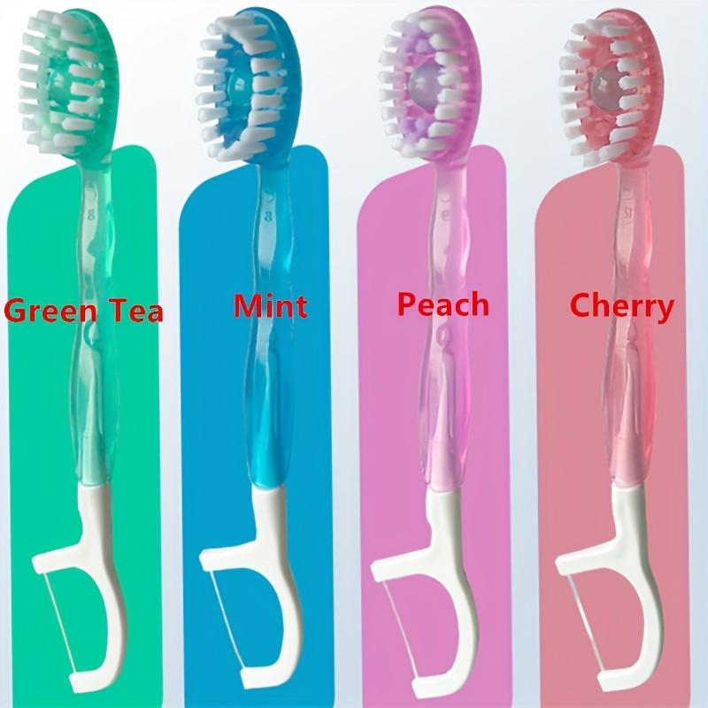 10 шт. одноразовых мини-зубных щеток для путешествий, 5-в-1 предварительно намазанная мини-щетка + зубная нить + зубочистка + скребок для языка, предварительно намазанная зубная щетка для путешествий