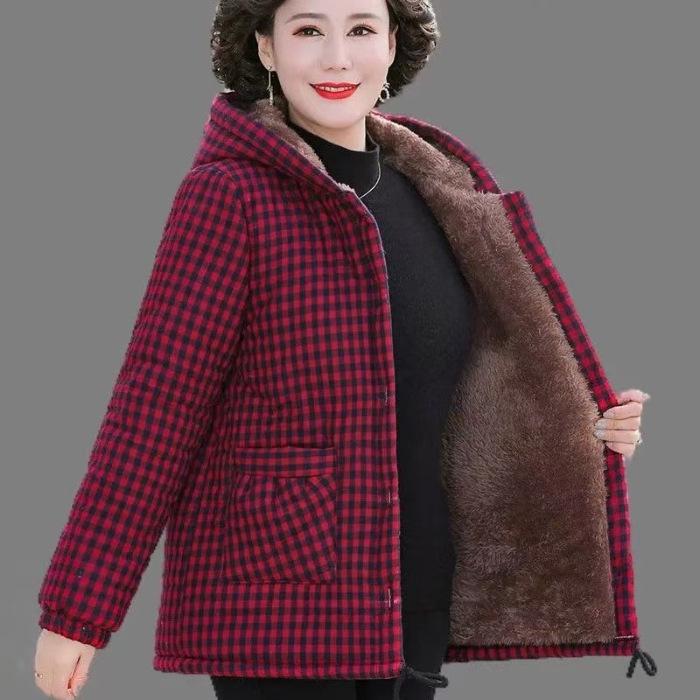Теплая куртка с капюшоном для женщин среднего и пожилого возраста: Хлопковое пальто Осень/Зима