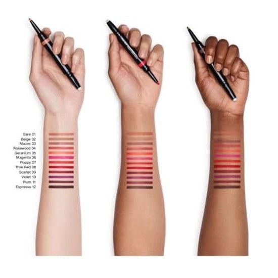 SHISEIDO Makeup Lip Liner Ink Duo 04 Rosewood 0.9g 0.2g Pencil (Twist Type) Vertical Line Coverage Moisturizing