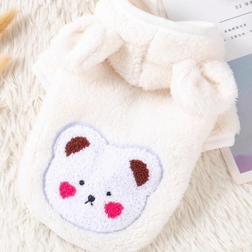 Fleece-lined Dog Warm Clothes Winter Plush Dogs Coat Cute Dog Bodysuit  for Small Medium Dog