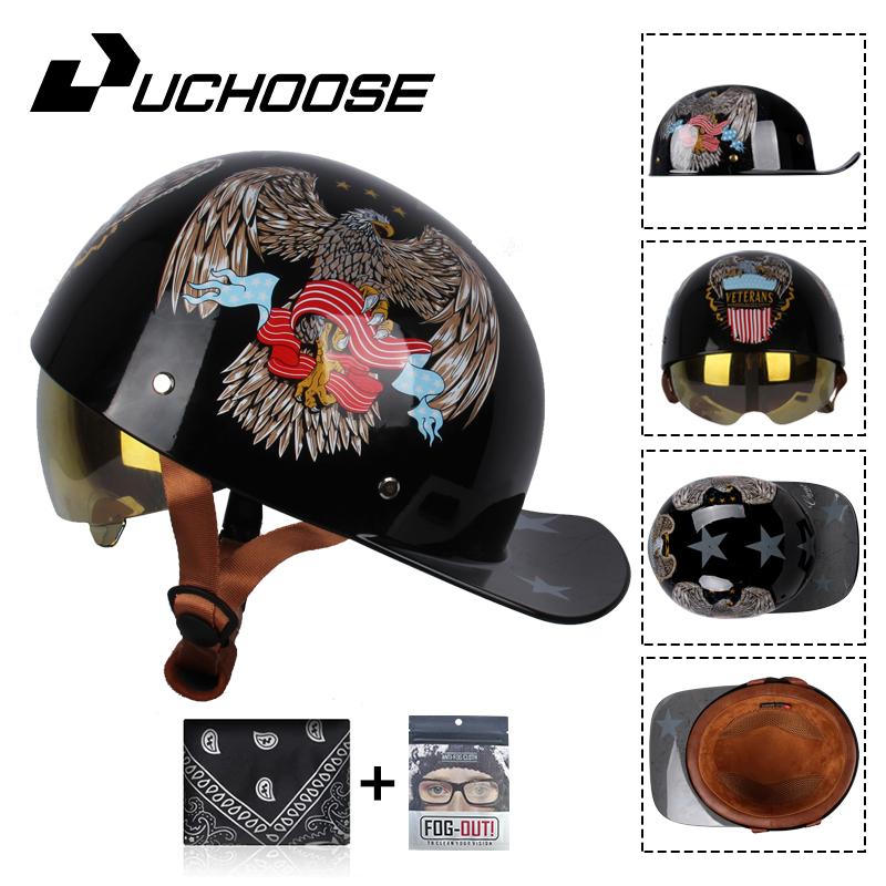 Uchoose бейсбольная кепка, мотоциклетный винтажный ретро-шлем, летние шлемы с открытым лицом, скутер, круизер, чоппер, гангстер, DS, для мужчин, женщин, детей