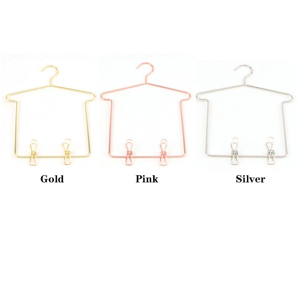 5pcs Doll Decorations Doll Dress Mini Doll Hangers Dollhouse Furniture Metal Clothes Hangers