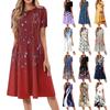 Ladies' Casual And Fashionable Round Neck Short Sleeve Printing Mid Length Dress