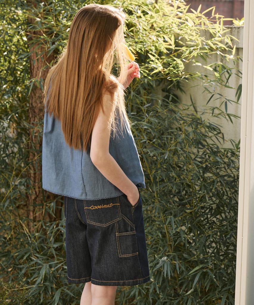 COVERNAT WOMAN Bermuda Denim Shorts Indigo