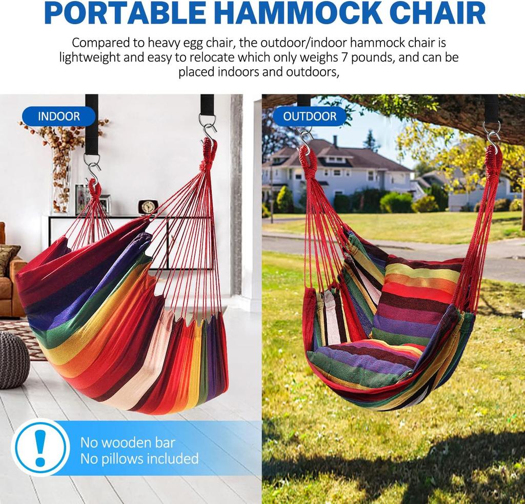 Садовый гамак, мягкое хлопковое кресло-качели, удобное кресло-качели на дереве, прочное складное сиденье для кемпинга