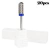 20 шт. вольфрамовые сверла для ногтей, маникюрная дрель для машинного удаления гель-лака, фреза, аксессуары для фрез, пилочки для ногтей, буфер