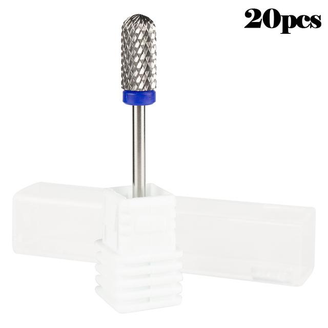 20 шт. вольфрамовые сверла для ногтей, маникюрная дрель для машинного удаления гель-лака, фреза, аксессуары для фрез, пилочки для ногтей, буфер