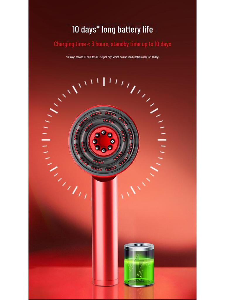 Расческа для роста волос с красным светом и массажем с вибрацией EMS