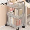 Movable Shelf with Wheels Multi-tiers Storage Rack Rolling Cart Transparent Basket Organizer Trolley for Snacks Cosmetics Bathroom