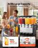 Commercial Beverage Dispenser 4 Tanks 10 L / 10.6 QT Per Tank, Stainless Steel Juice Dispenser, Ice Tea Drink Machine with 7 to 12 Cooling