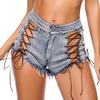 Летние винтажные эластичные женские джинсовые шорты на шнуровке, шорты, супер женские сексуальные джинсы для ночного клуба