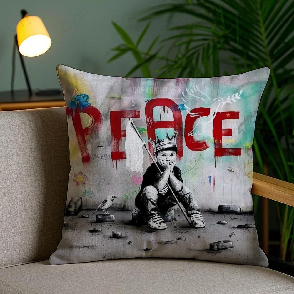 Наволочка из короткого плюша Banksy Уличное граффити Арт Наволочка Защита от пылевых клещей Невидимая молния Шелковистый короткий плюс