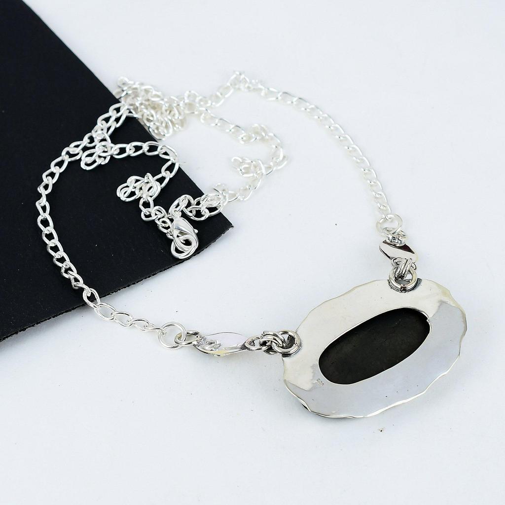 Natural Black Tourmaline Gemstone Handmade 925 Sterling Silver Electroform Necklace, Black Tourmaline Silver For Wife Unisex Pendant Party Wear Gifts