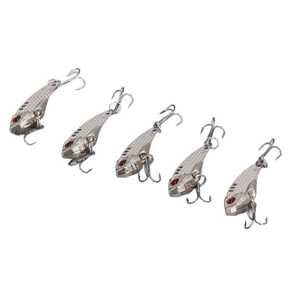 5PCS Metal Fishing Blade Lure VIB Spinner Spoon Lures Durable Fishing Lures For Walleye