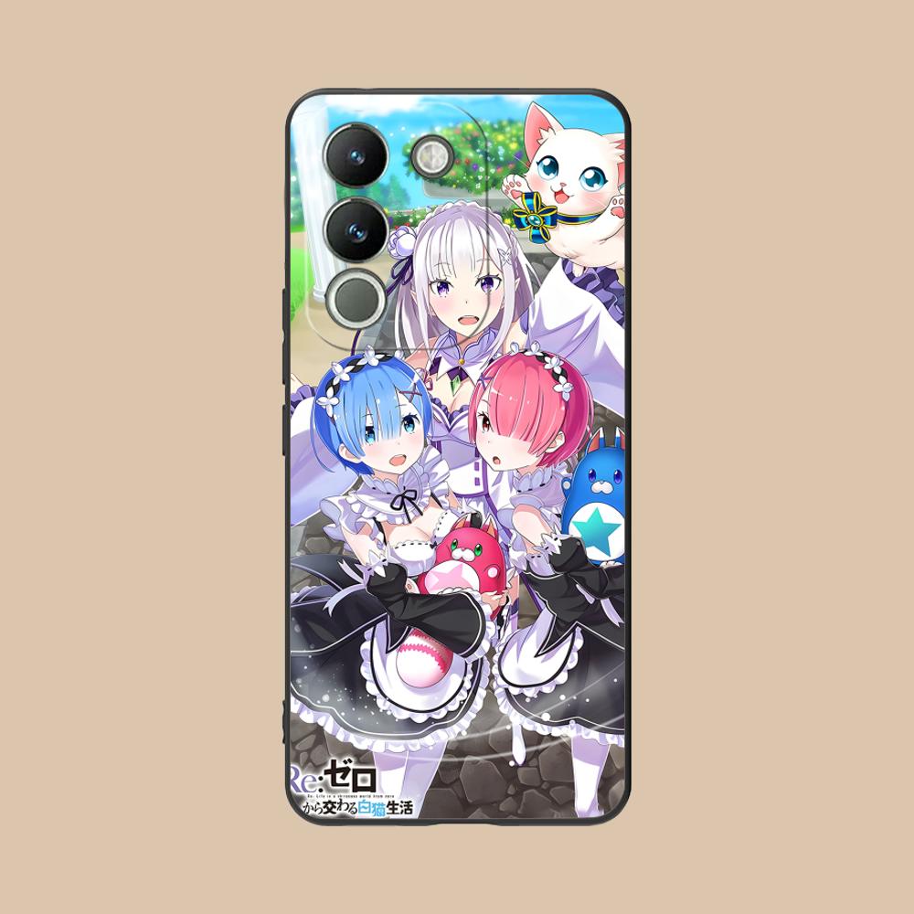 ReZero Рем Рам Матовый ТПУ Чехол для Мобильного Телефона для VIVO Y77 76 75 74 73 72 58 56 55 51 50 38 36 Y19 Y18 Y03 Y01 5G Цветная Крышка