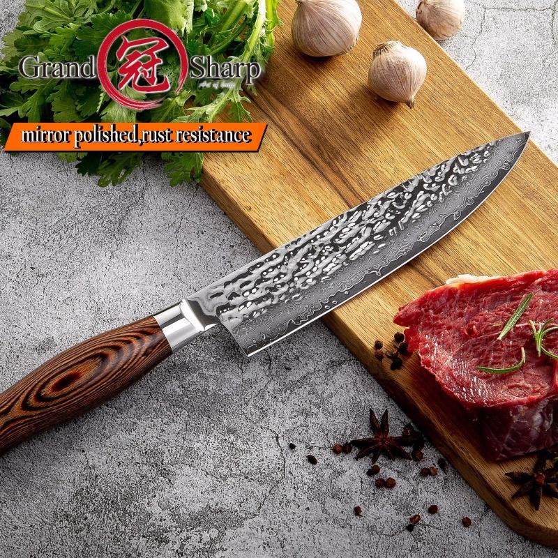 Grandsharp 7,5-дюймовый кухонный нож шеф-повара из дамасской стали VG10 японские кухонные ножи