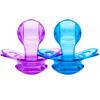 LittleForBig Adult Pacifiers, New 3rd Generation [Clear Candy Color] with Lids, Set of 2, Blue and Purple