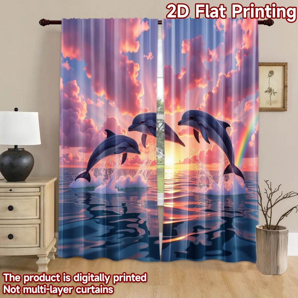 2D плотный фотофон Популярная фотозона Баннер Дельфины на закате Океан 100% Полиэстер День рождения Идеально