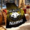 Custom Name Personalized AEK Athens FC Print Blanket, Home Decor, Bedroom, Sofa, Camping, Couch, Gifts for Birthday Christmas