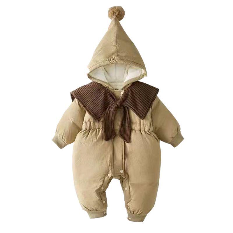 Fashionable Winter Warm Fleece-Lined Baby Girl Cotton Romper & Jacket