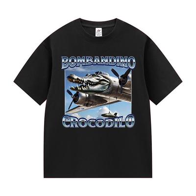Bombardiro Crocodilo Забавные Мозгоразлагающие Мемы Футболки Мужские Винтажные Оверсайз с Принтом Футболка Унисекс Летняя Хлопковая Футболка Высокого Качества