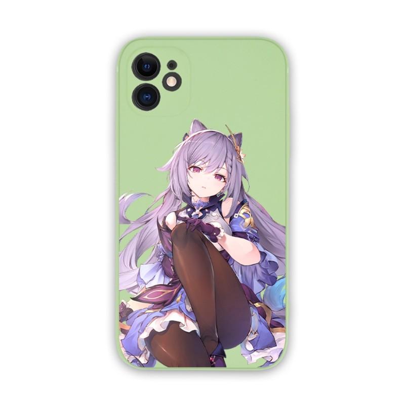 Genshin Impact Keqing Phone Case For IPhone 14 11 12 13 Pro Max X XR XSMax 6 6S 7 8 Plus SE 2022 Soft Square Color Phone Cover