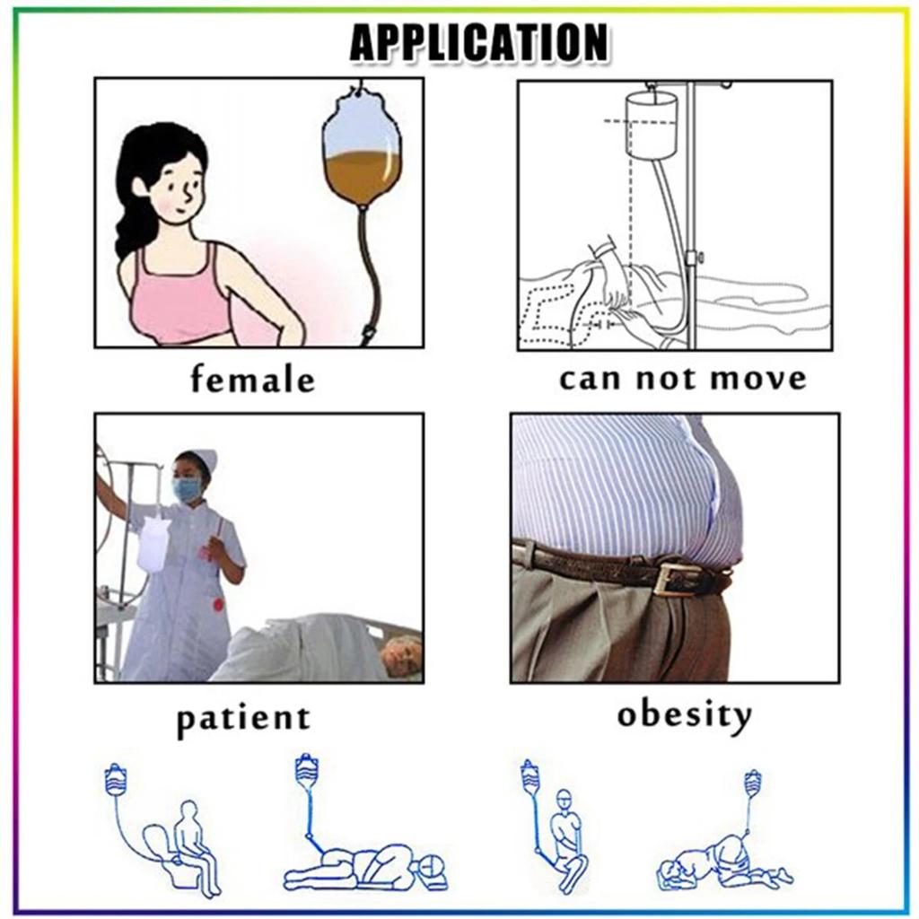 Enema Bag Kit Rubber Enema Cleaner  Includes 2L Hot Water Bottle 4.9ft Hose Controlled Water Flow Valve 2 Syringe Pipe Hook