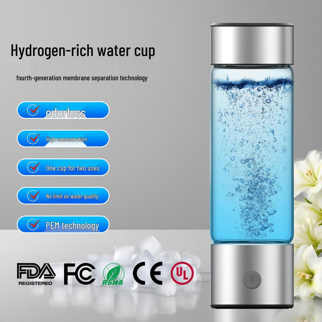 Hydrogen-Enriched Water Bottle & Hydrogen Cup Combo with Electrolytic Membrane