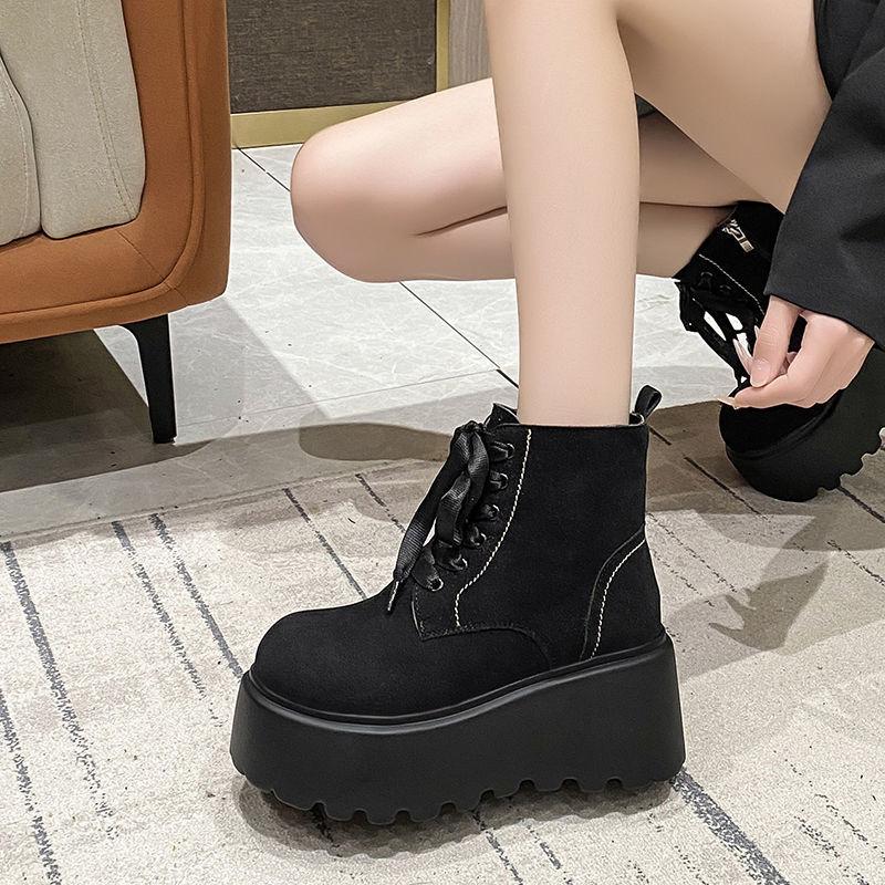 2026 autumn new models wear new muffin thick-soled lace-up heightening fashion boots women's Martin boots short boots women's