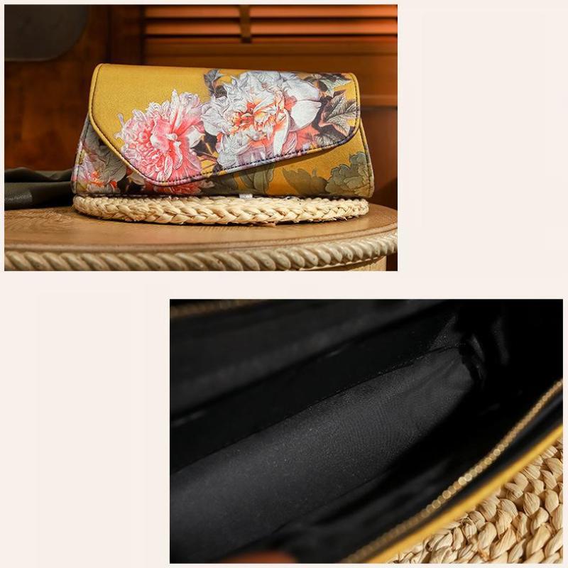 Johnature Женские клатчи, античная сумка Cheongsam, универсальные винтажные женские сумки на плечо с цветочным принтом