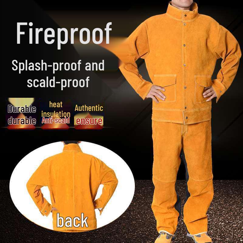 Anti-Scald Cowhide Welding Jacket: Leather & Cotton Protective Workwear
