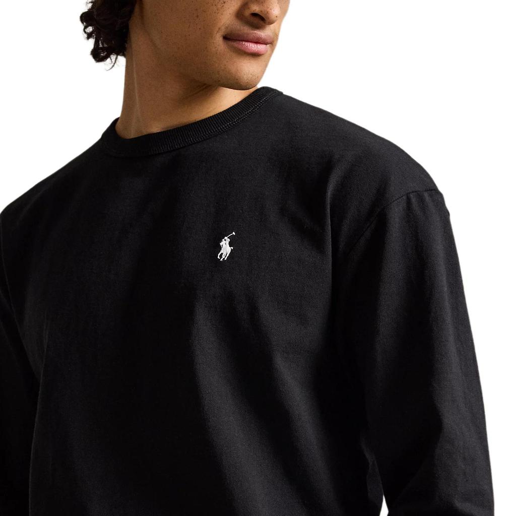 Polo Ralph Lauren Мужская футболка с длинным рукавом, ребристые манжеты, логотип-пони, свободный крой, мужская одежда 710B18909-001