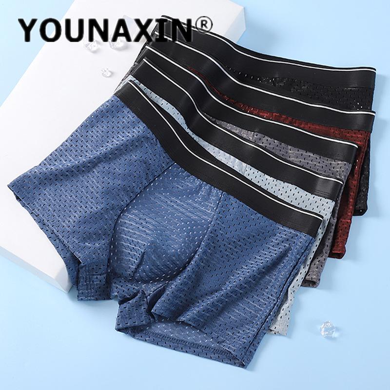 Мужское сексуальное нижнее белье большого размера из сетчатого материала Ice Silk, дышащие трусы-боксеры для мальчиков, шорты, мужские трусы большого размера L XL 2XL 3XL 4XL 5XL