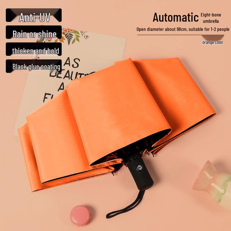 Пользовательский УФ Черный Клей Зонт от Солнца и Дождя – Женский Трехсложный Дизайн с Нанесением Логотипа.
