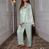 Order A Size Up Women's Striped Pajama Set Solid French Silk Satin Pajamas  Two Piece Set Comfortable Home Pajamas