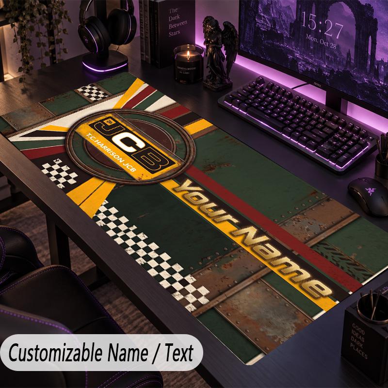 Large Mouse PadJCB Custom Name Text Personalized Desk Mat Non Slip Gaming Pad