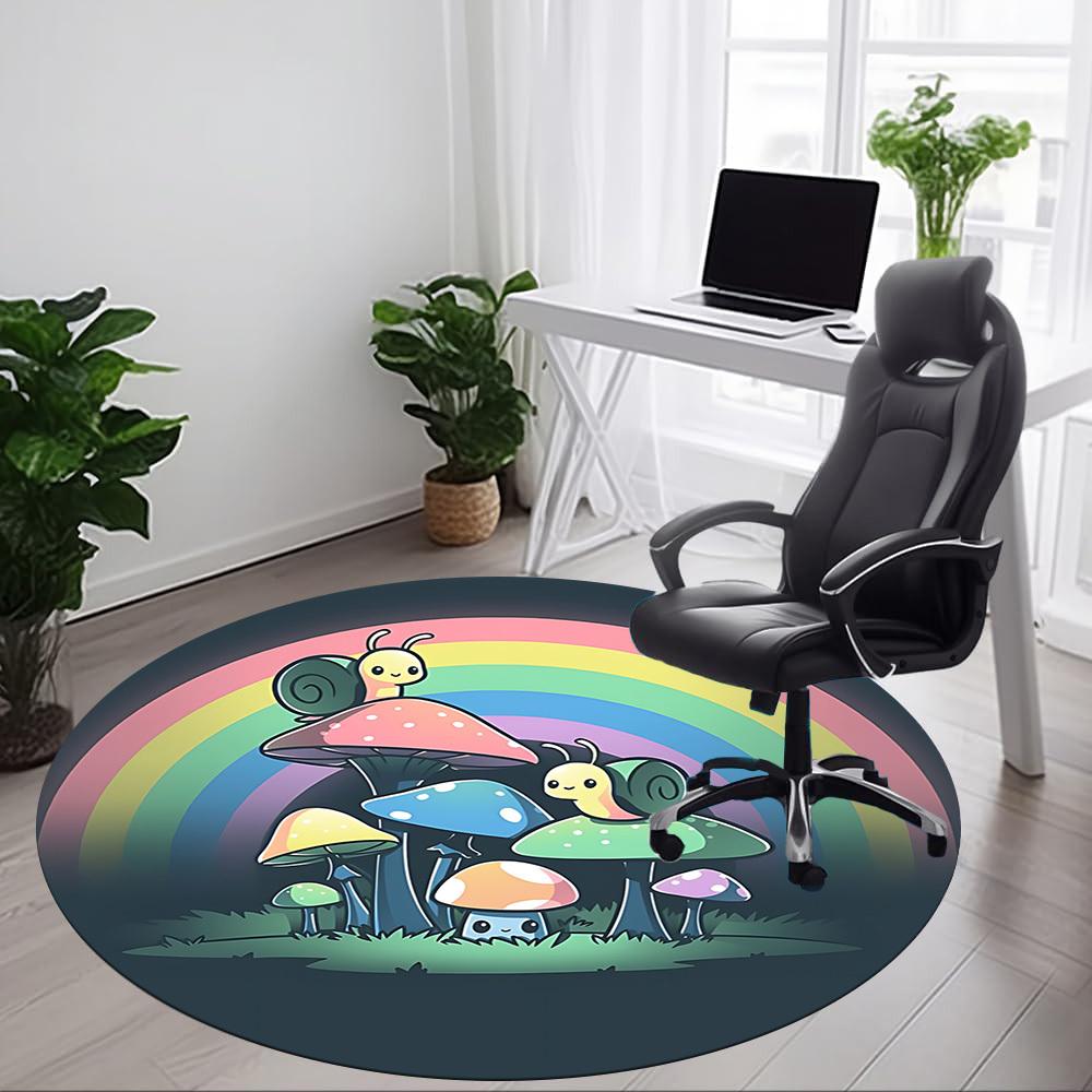 1pc Mushroom Snail Office Round Area Rug, Under Office Chairs Bedroom Living Room Home Decor, Room Deco, Available in Various Sizes 166