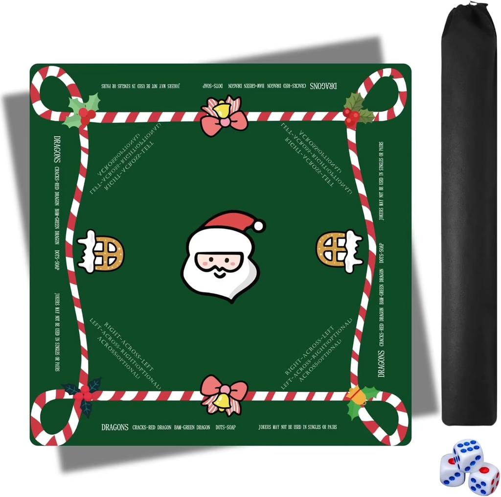 Mahjong Table Mat Foldable Modern Luxury Natural Rubber Portable Carrying Bag Noise Reduction 2 Dice Non-Slip Entertainment