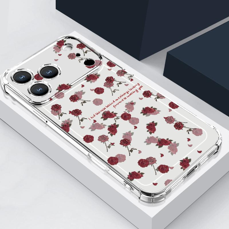 Чехол с цветочным узором из пионов для iPhone 17 Pro Max Coque iPhone 16 15 14 13 Pro Max 11 Ударопрочный прозрачный мягкий силиконовый чехол
