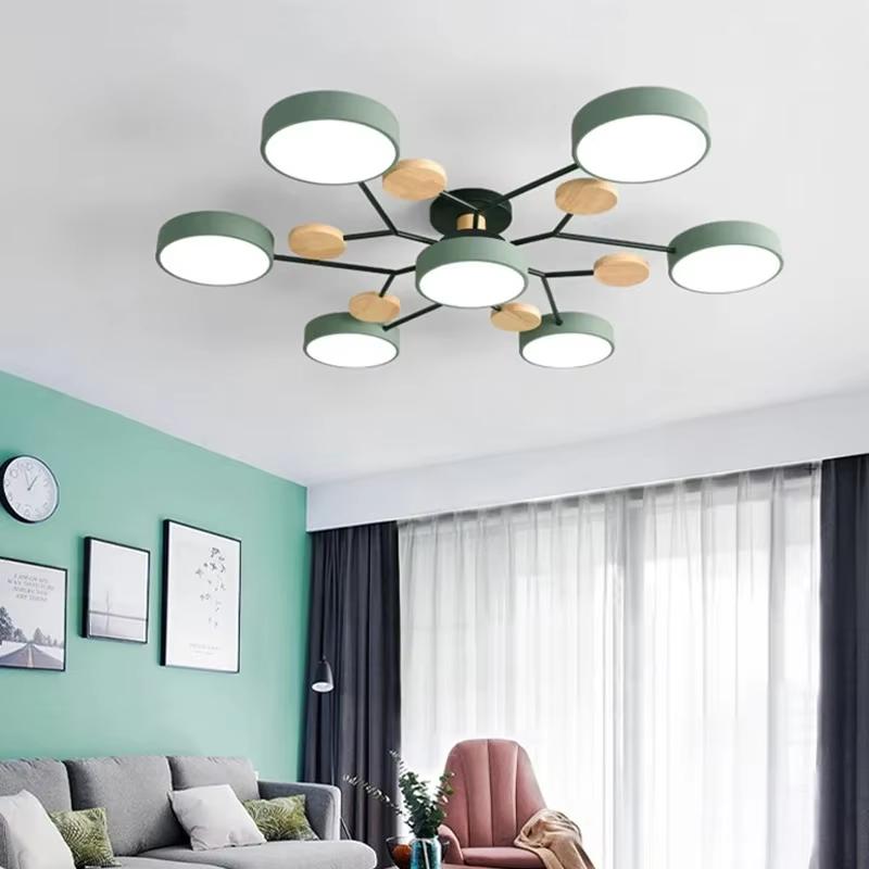 Nordic Living Room Ceiling Chandelier Bedroom Modern LED Ceiling Light Kitchen Wooden Chandelier Dining Room Lamp Aisle Lighting