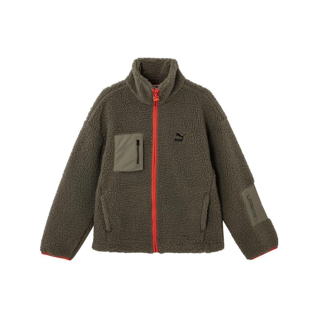 Puma Флисовая куртка с длинным рукавом и логотипом, повседневная, мужская, серо-красная 539231-97